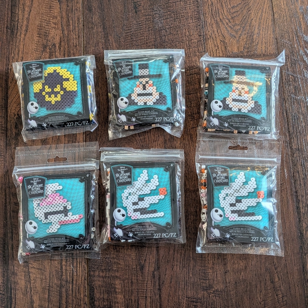 6 The Nightmare Before Christmas Mini Perler Fused Melt Bead Kits w/Patterns